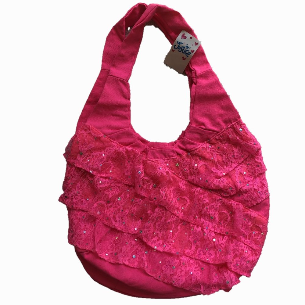 Justice Hot Pink Ruffled Purse (NEW)